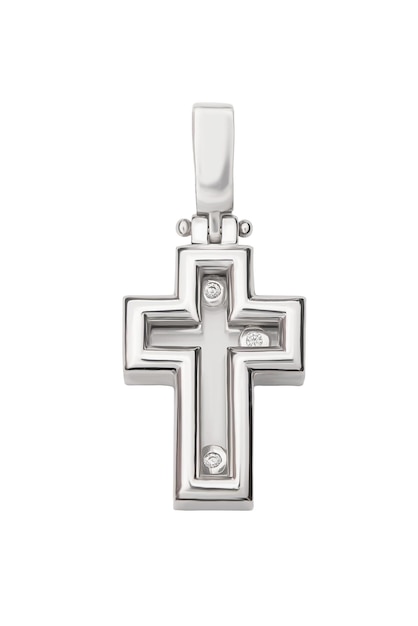 Pendentif orthodoxe en or sans chaîne Bijoux isolé sur fond blanc gros plan