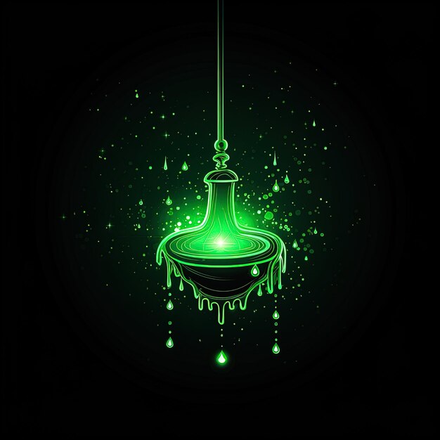 Photo un pendentif en verre vert avec une lumière verte dessus