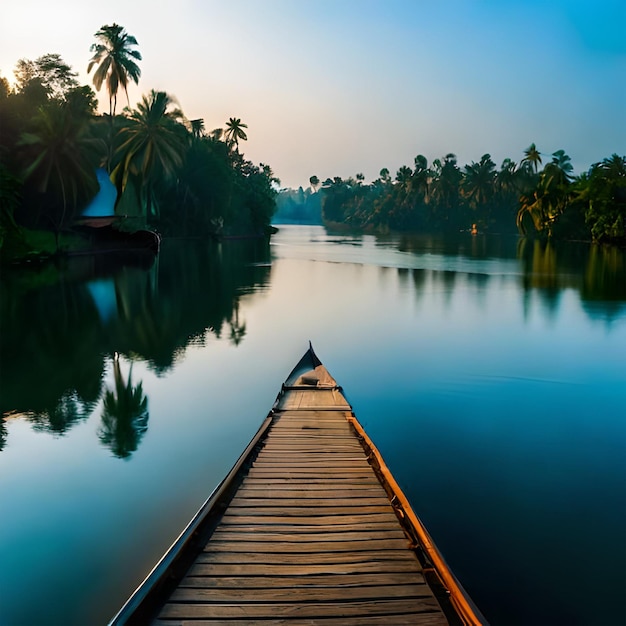 Photo péniche dans les backwaters du kerala