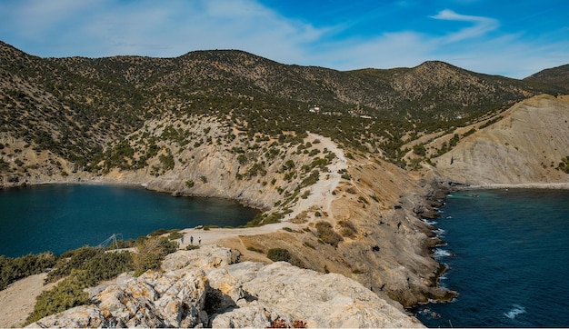 Péninsule de la mer noire cap de crimée mer de kopchik des deux côtés photo de haute qualité