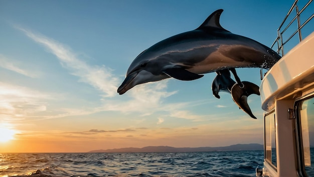 Photo la péninsule de valdes, où le dauphin sombre saute