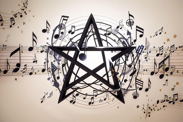 Pentagramme musical ondes sonores notes fond