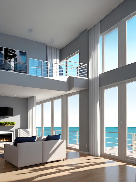 Penthouse côtier design réaliste belle lumière du soleil