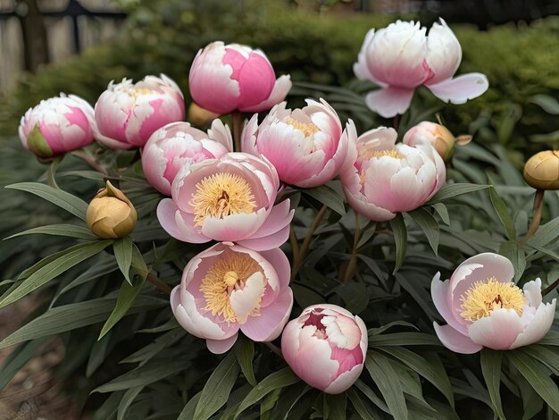 Photo peonie paeonia lactiflora dans le jardin