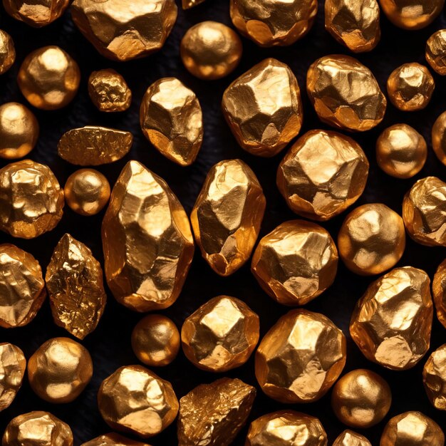 Photo des pépites d'or sur un fond sombre d'or précieux brut