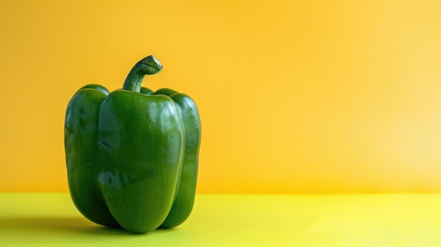 Pepper vert frais sur un fond jaune vibrant