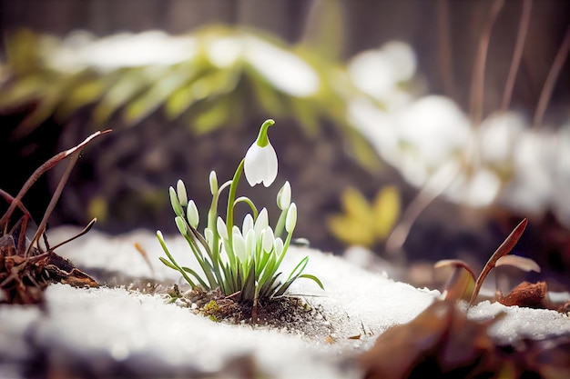 Photo perce-neige perçant la neige ai générative ai générative