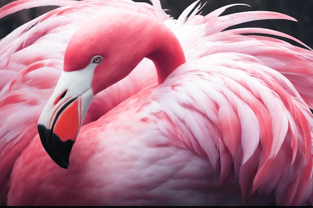 Perdez-vous dans la danse gracieuse d'un flamant rose avec des pinceaux fuchsia et corail vibrants générés par l'IA