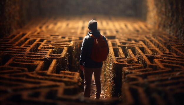 Photo perdu dans le labyrinthe de la spiritualité à la recherche de la créativité générée par l'ia