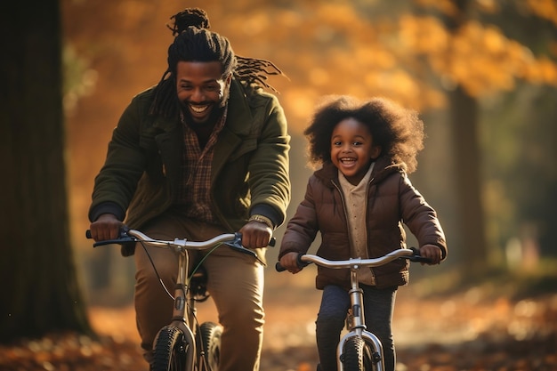 Un père afro-américain enseigne à son enfant l'ai génératif