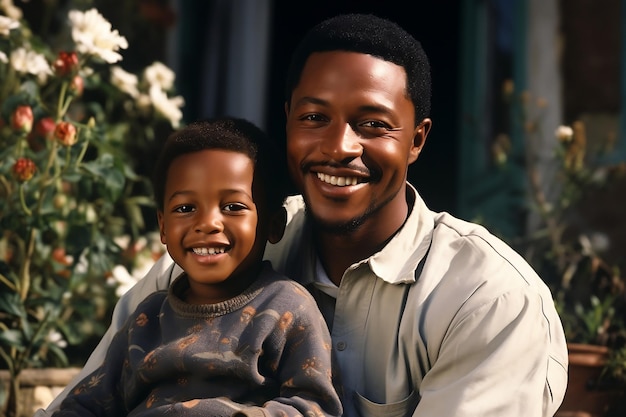 Un père afro-américain avec son petit enfant