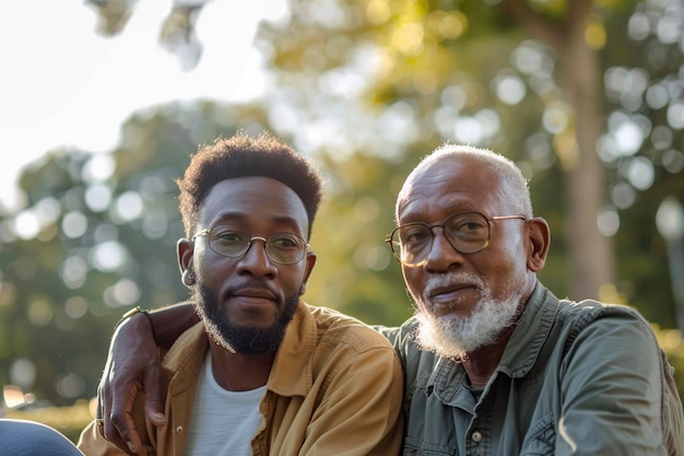 père âgé et fils adulte afro-américain