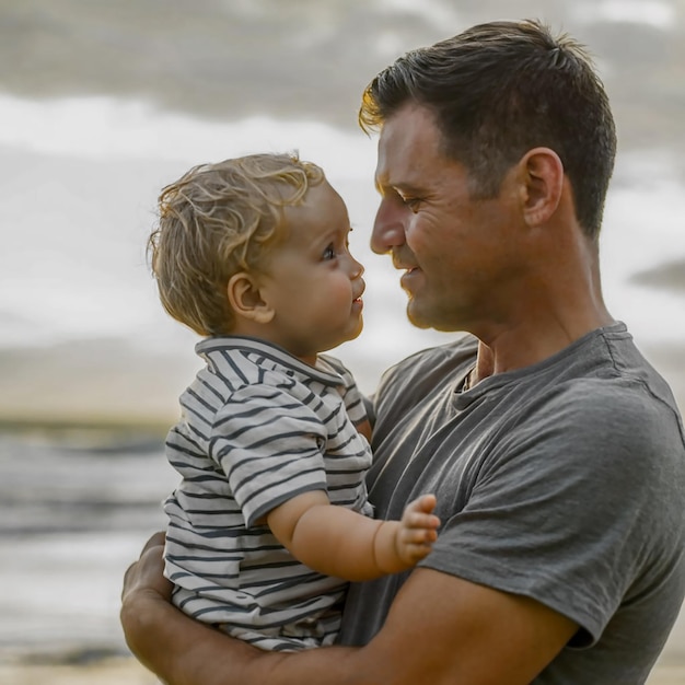 Photo un père aime son enfant pour toujours.