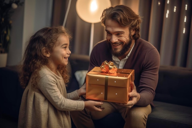 Père célébrant la fête des pères avec sa fille