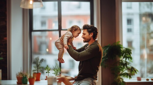 un père avec des enfants qui jouent