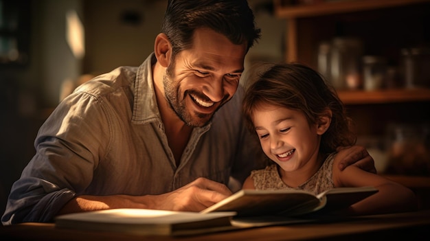 père enseignant à sa fille ses devoirs