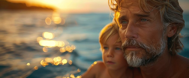 Photo le père et le fils rêvent ensemble.