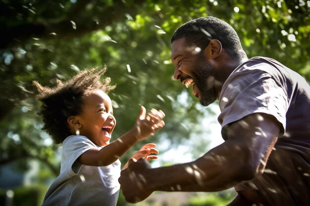 Photo père et fils se câlinant ensemble fête des pères