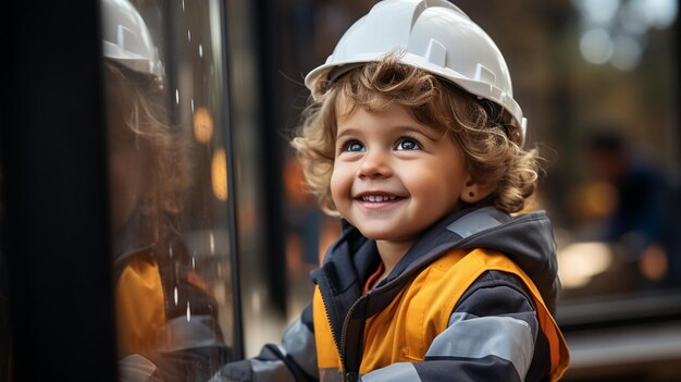 un père et un jeune constructeur debout par un récemment rénové