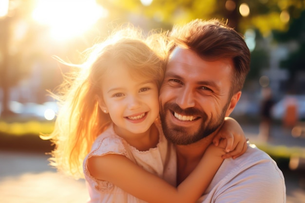 Père jouant avec sa fille à l'extérieur