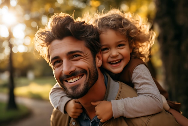 Un père joue avec son enfant.