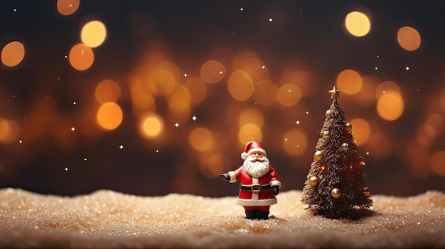 Photo le père noël avec l'arbre de noël la nuit de noël