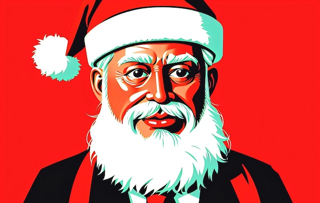 Le Père Noël avec barbe et moustache