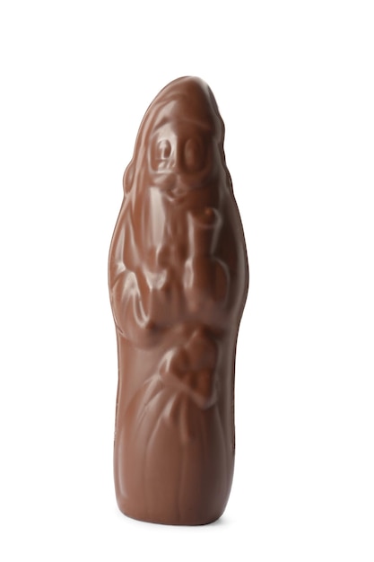 Père Noël chocolat déballé isolé sur blanc