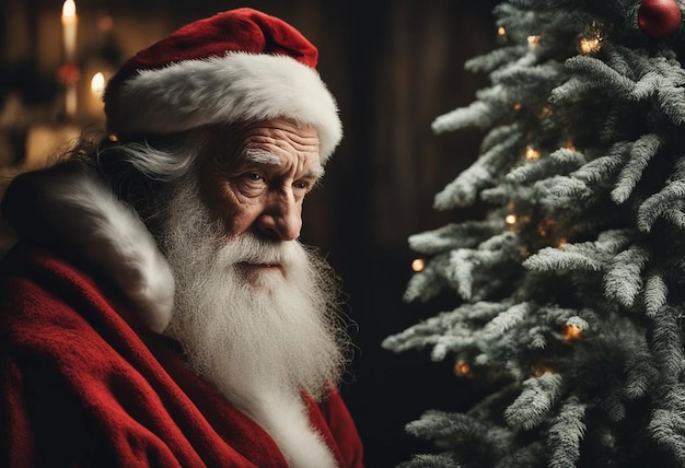 Le Père Noël dans un cadre de Noël confortable