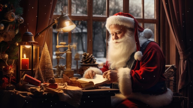 Le Père Noël dans son bureau.