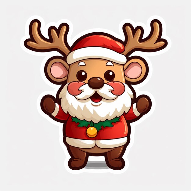 le père Noël de dessins animés avec des cornes de rennes et une cloche générative ai