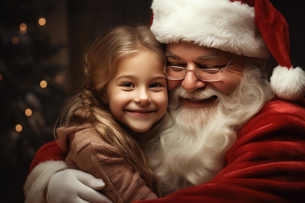 Père Noël et enfant à la maison Cadeau de Noël Concept de vacances en famille