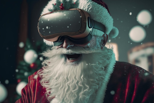 Le Père Noël expérimente la réalité virtuelle Le Père Noël s'amuse avec des lunettes VR