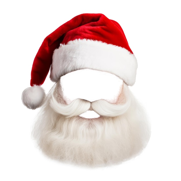 Un père de Noël festif barbe et chapeau isolé sur un arrière-plan plat costume de père Noël