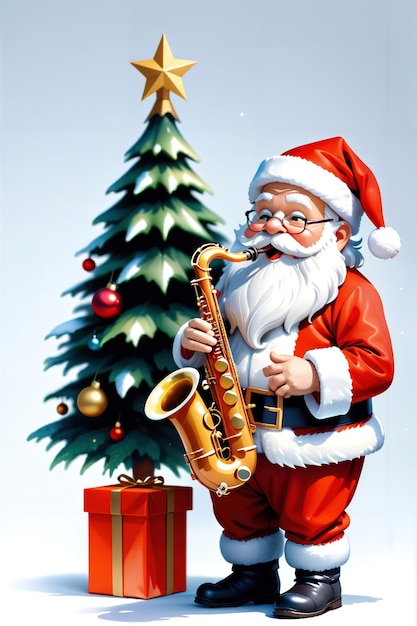 le père Noël joue du saxophone