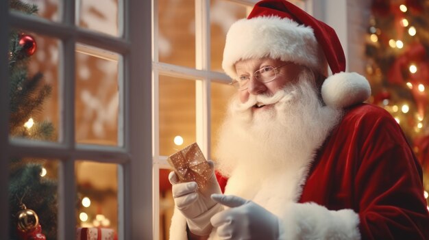 Le Père Noël lit un livre Le Nouvel An et les fêtes de Noël L'atmosphère des fêtes Carte postale