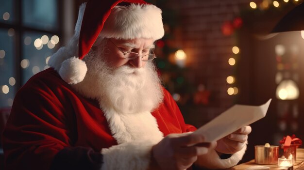Le Père Noël lit un livre Le Nouvel An et les fêtes de Noël L'atmosphère des fêtes Carte postale