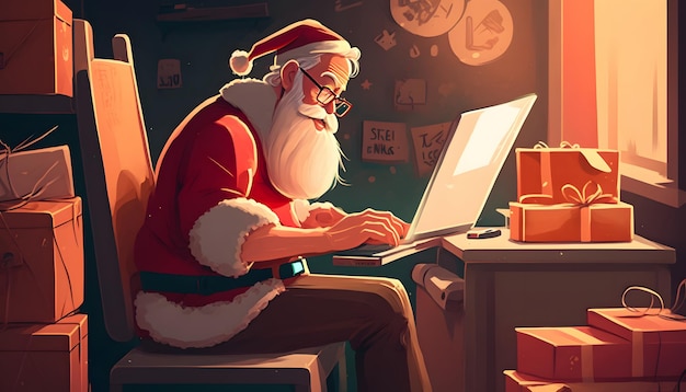 Le Père Noël passe au numérique, achats en ligne de cadeaux de Noël