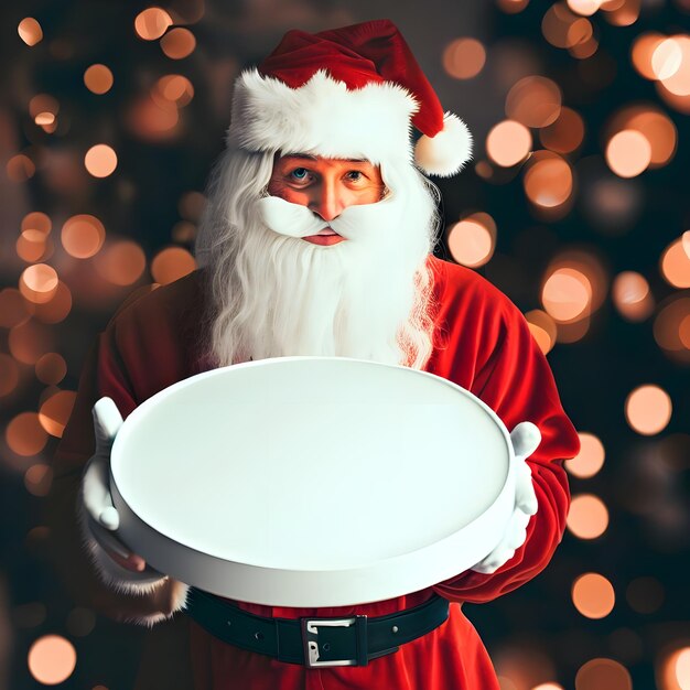 Photo le père noël avec un podium