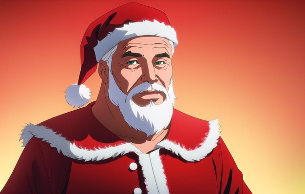 Père Noël Portrait d'un homme âgé en costume de père Noël Generative AI