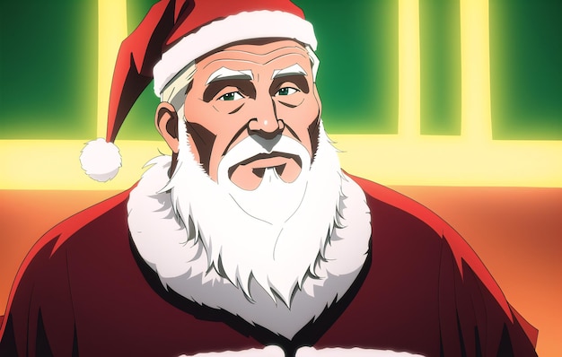 Père Noël Portrait d'un homme âgé en costume de père Noël Generative AI