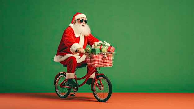 Père Noël poussant le panier