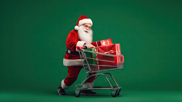 Père Noël poussant le panier