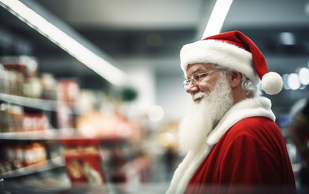 Père Noël avec des sacs à provisions