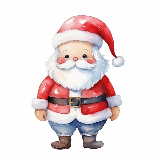 Le Père Noël se tient debout avec ses mains dans ses poches.