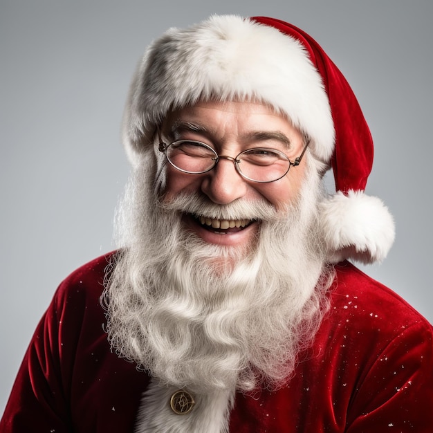 Père Noël souriant isolé sur blanc ai générative