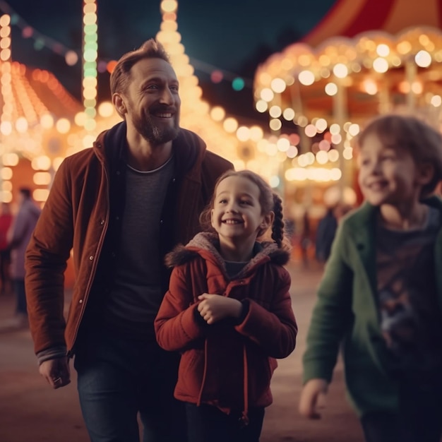 Un père rend ses enfants heureux