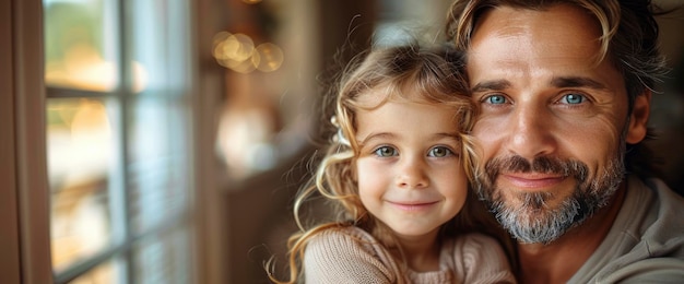 Un père et sa fille s'amusent à la maison.