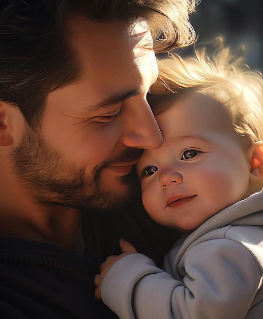 Père avec son bébé à l'extérieur