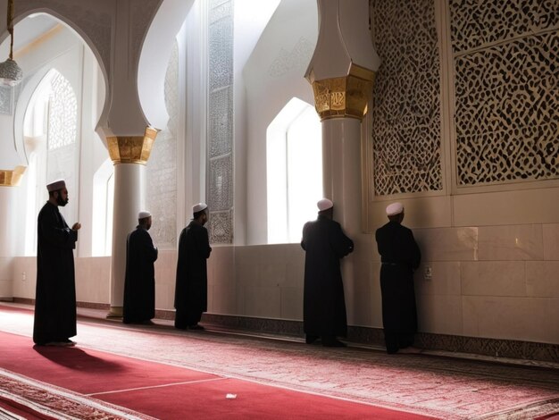 Un père et son fils vont à la mosquée.